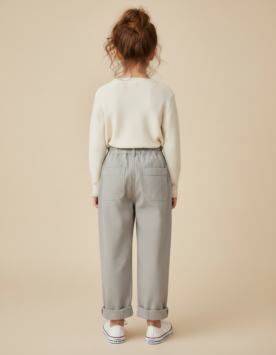 Pantalon Gris Cargo Ample Coton Enfant Décontracté - vue 2