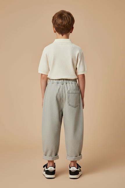 Pantalon Gris Ample Coton Décontracté Garçon - Jean - vue 2