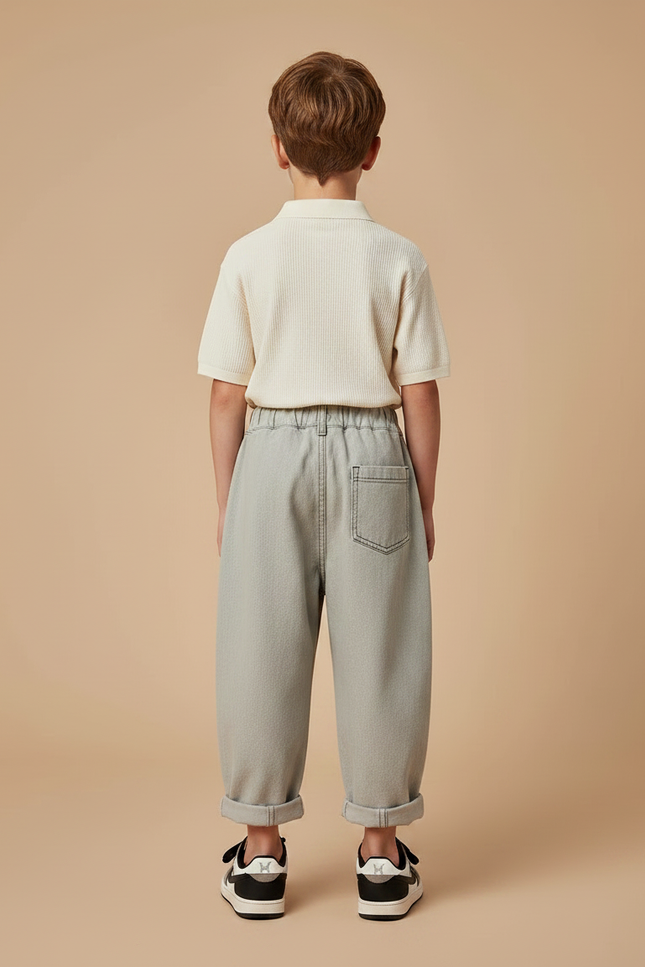 Pantalon Gris Ample Coton Décontracté Garçon - Jean - vue 2