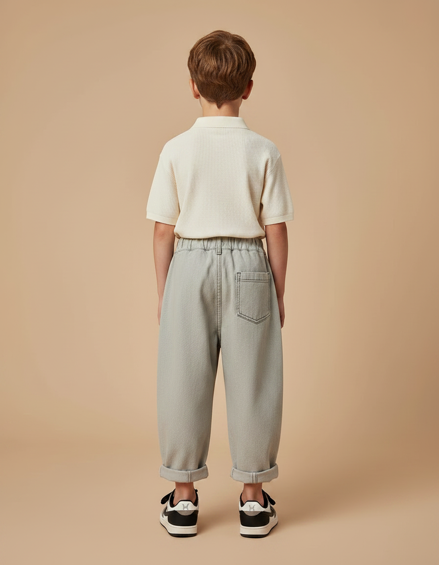 Pantalon Gris Ample Coton Décontracté Garçon - Jean - vue 2
