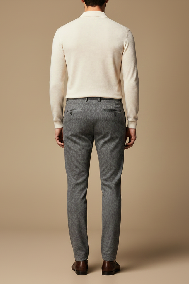 Pantalon Gris Tissé Slim Élégant Décontracté Homme - Laine - vue 2