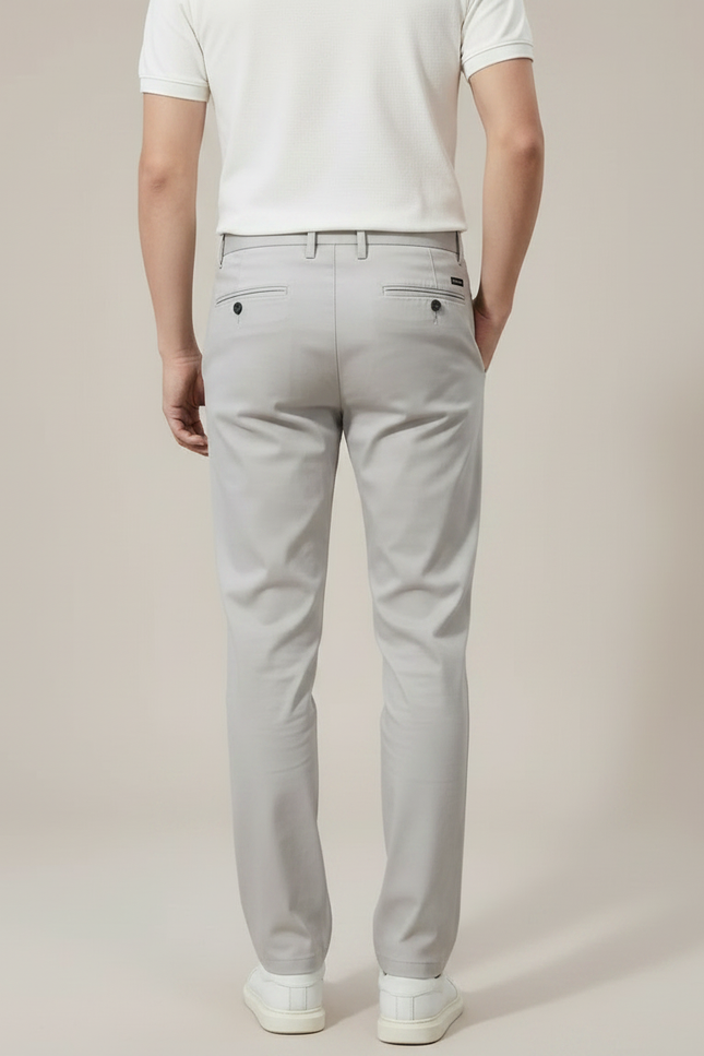 Pantalon Cigarette Gris Clair - Gabardine - vue 2