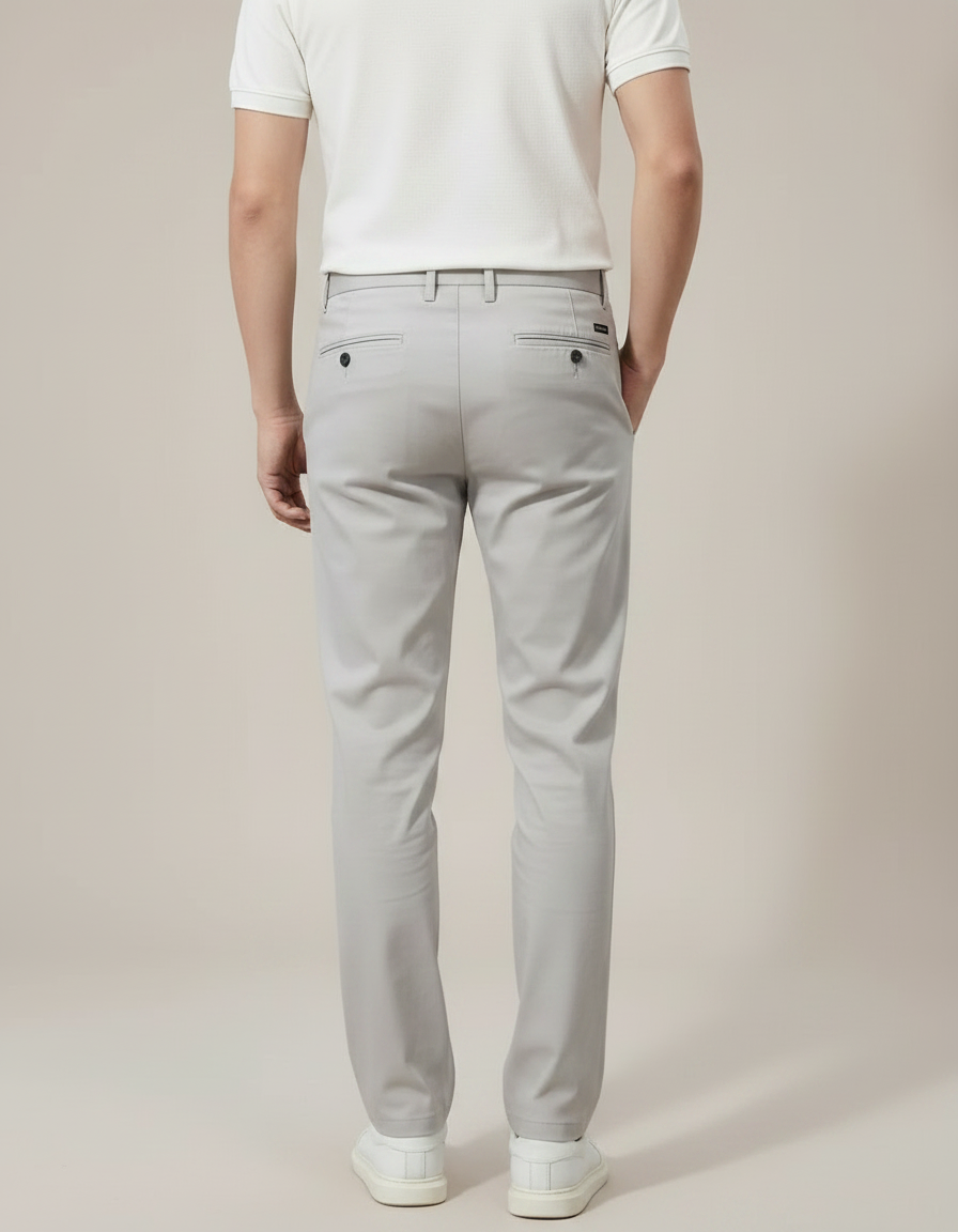 Pantalon Cigarette Gris Clair - Gabardine - vue 2