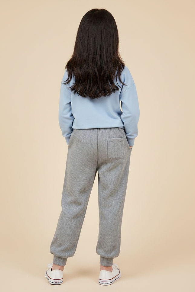 Pantalon Gris Molletonné Enfant Lapin Cœurs Sportif - vue 2