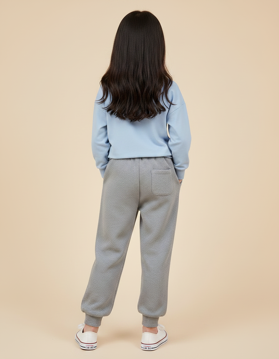 Pantalon Gris Molletonné Enfant Lapin Cœurs Sportif - vue 2
