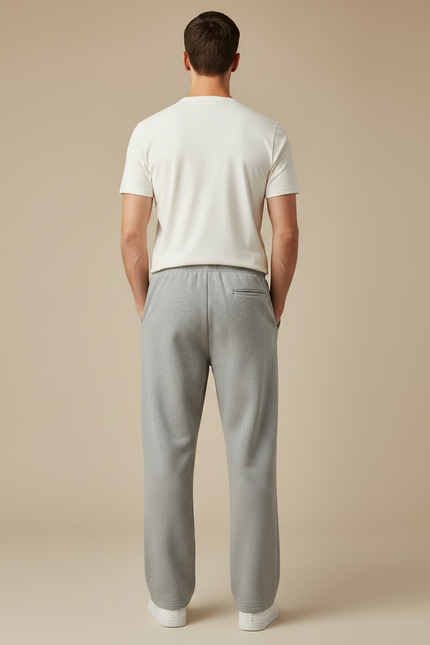 Pantalon Gris Ample Coton Décontracté Droit Homme - Molleton - vue 2