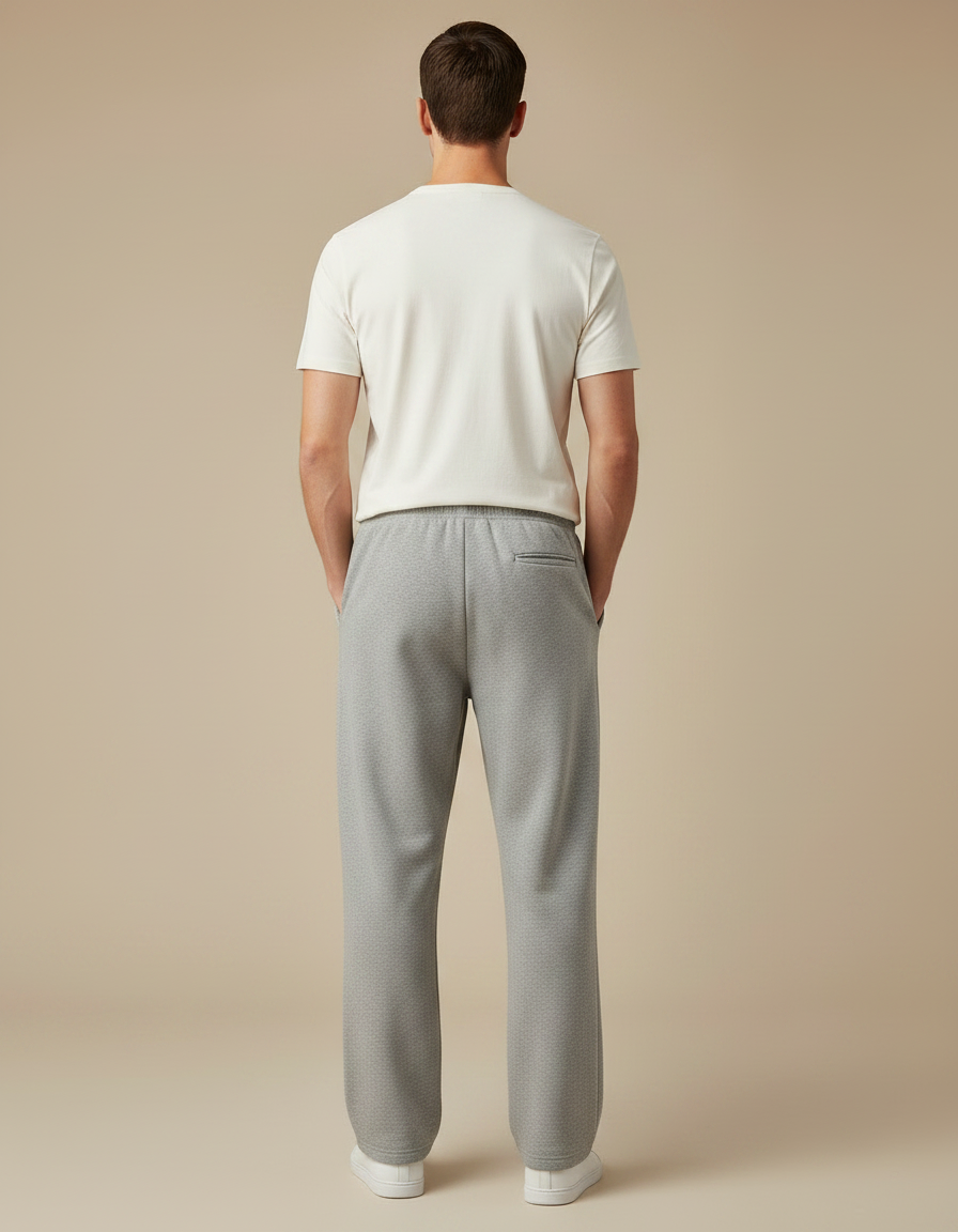 Pantalon Gris Ample Coton Décontracté Droit Homme - Molleton - vue 2
