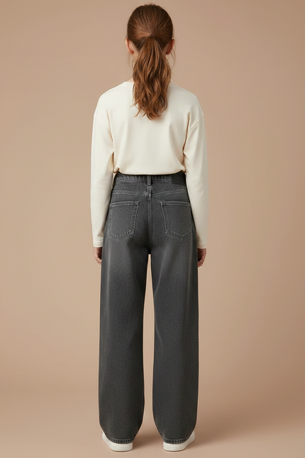 Pantalon Gris Ample Droit Déchiré Fille - Jean - vue 2
