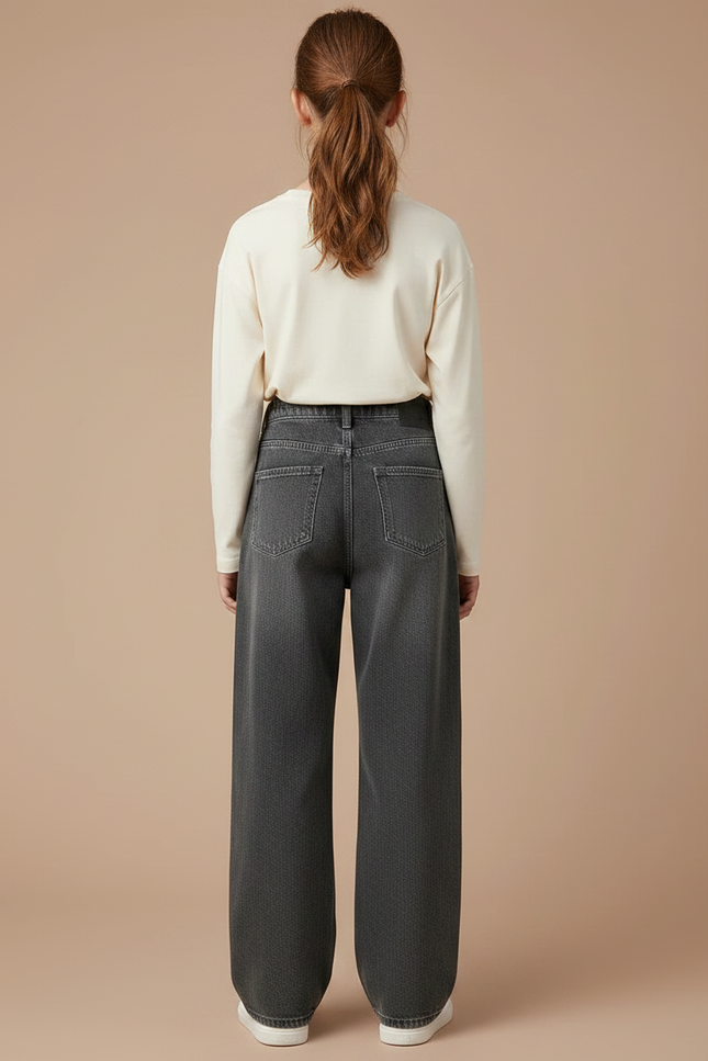 Pantalon Gris Ample Droit Déchiré Fille - Jean - vue 2