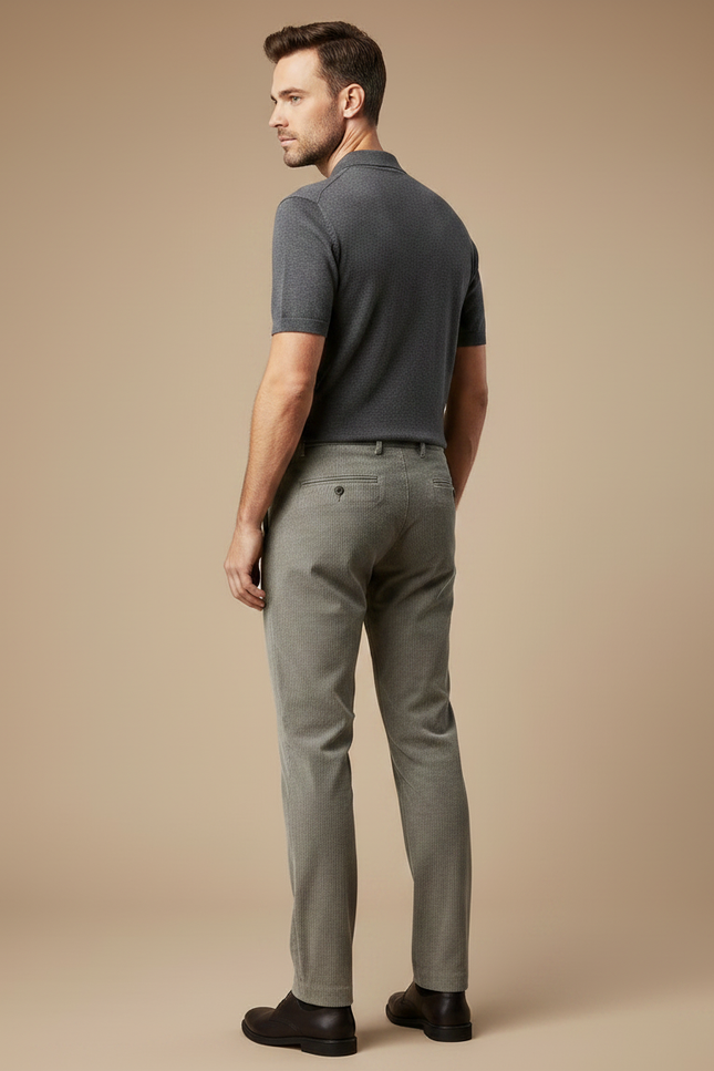 Pantalon Tissu Gris - Kaki Cordé - vue 2