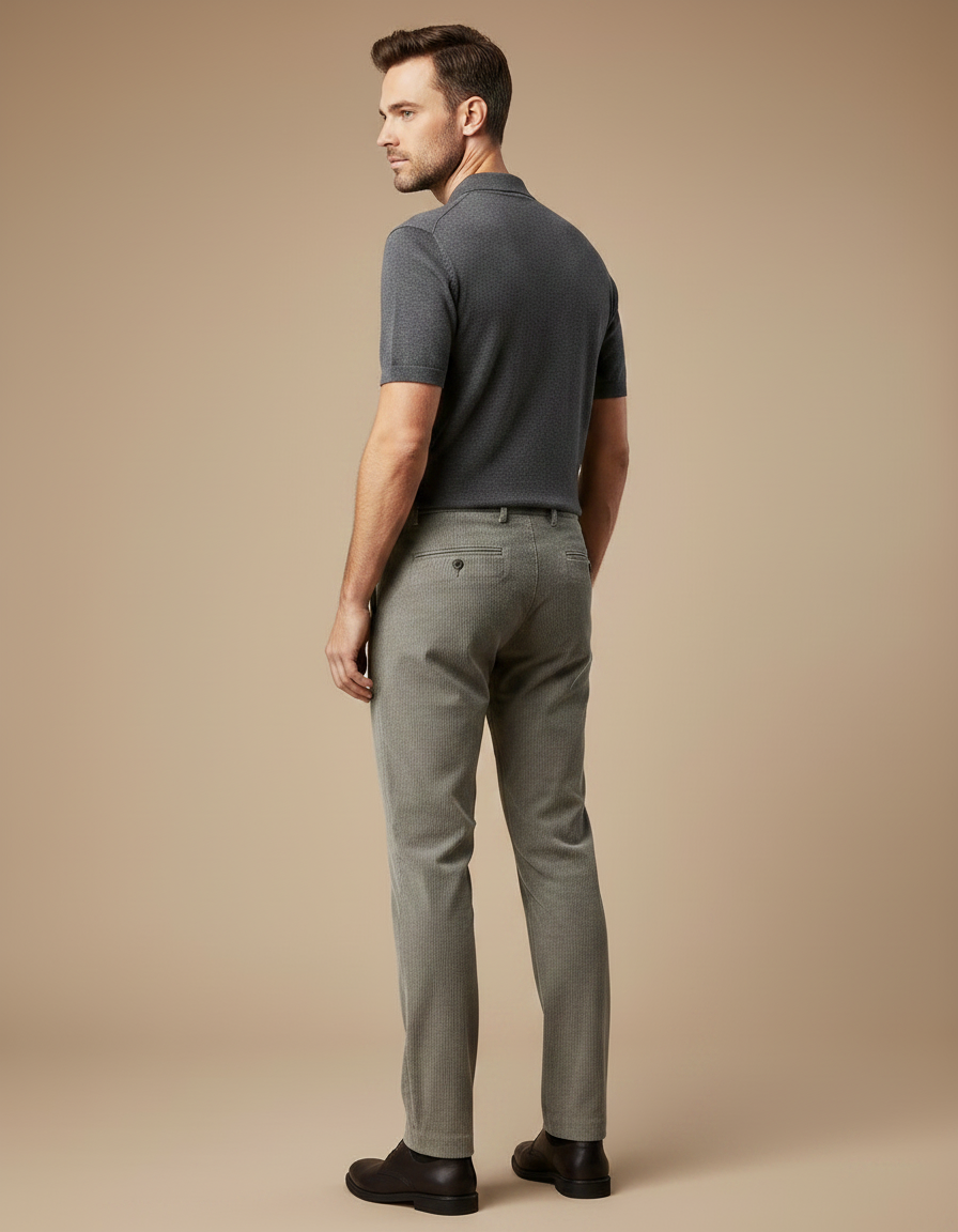 Pantalon Tissu Gris - Kaki Cordé - vue 2