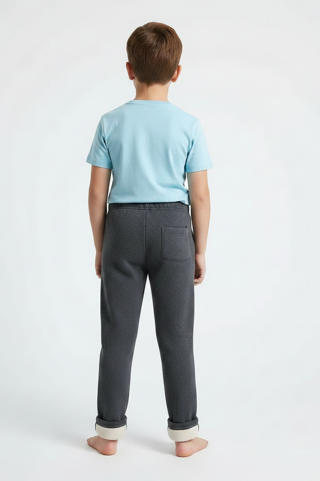 Pantalon Gris Molletonné Enfant Brodé Chat - vue 2