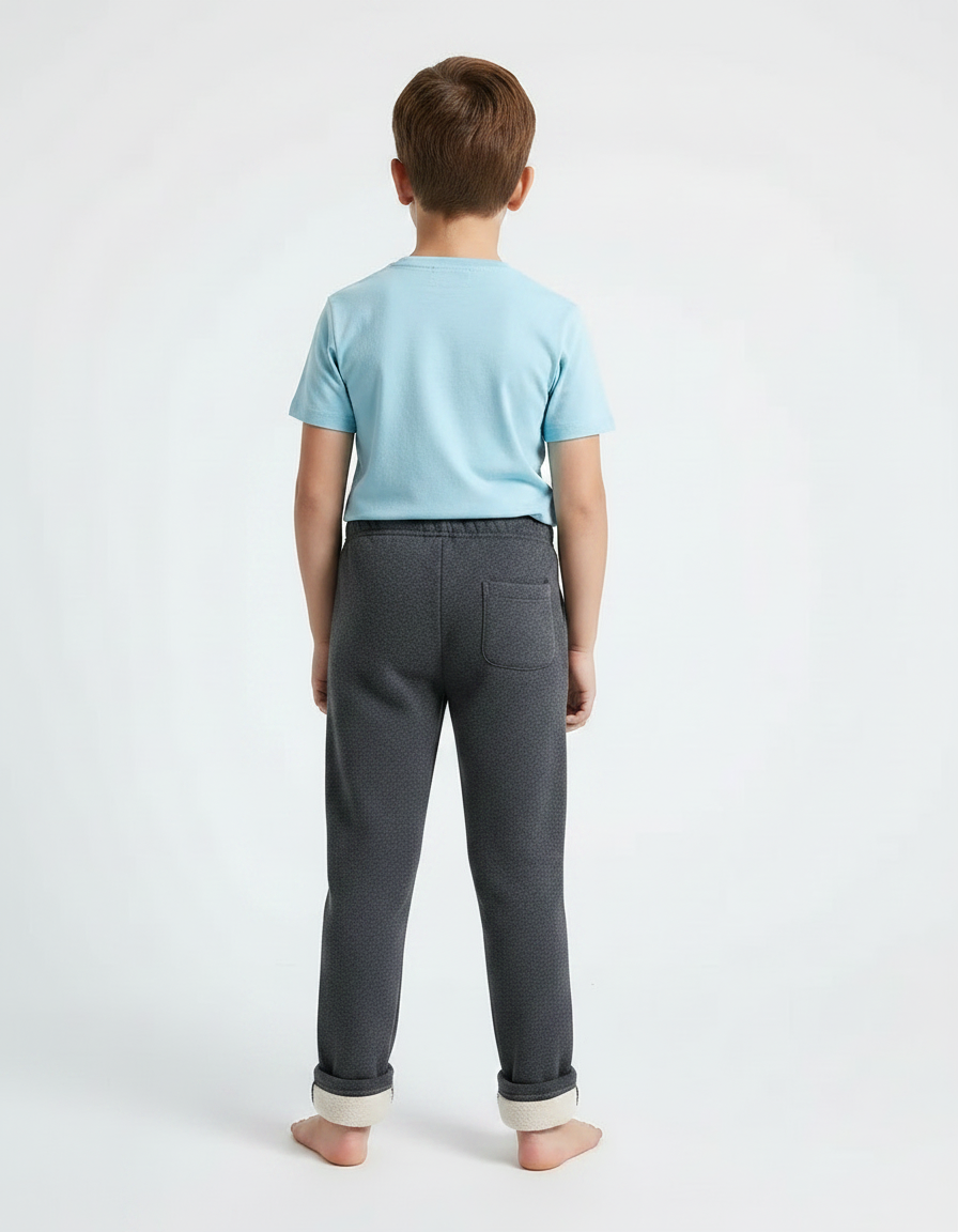 Pantalon Gris Molletonné Enfant Brodé Chat - vue 2