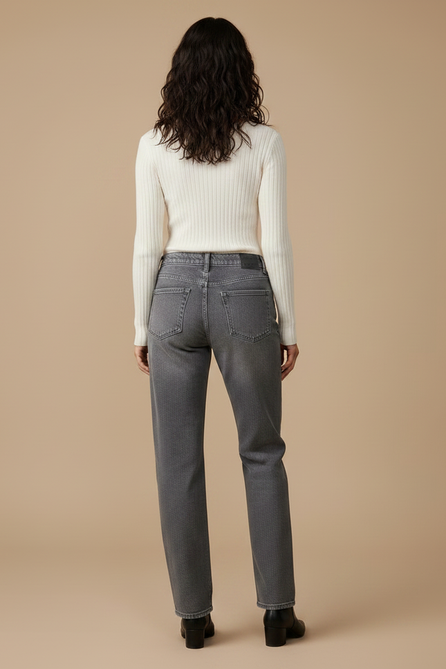 Pantalon Gris Étoiles Droite Denim Femme - Jean - vue 2