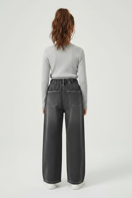 Pantalon Gris Ample Décontracté Large Fille - Jean - vue 2