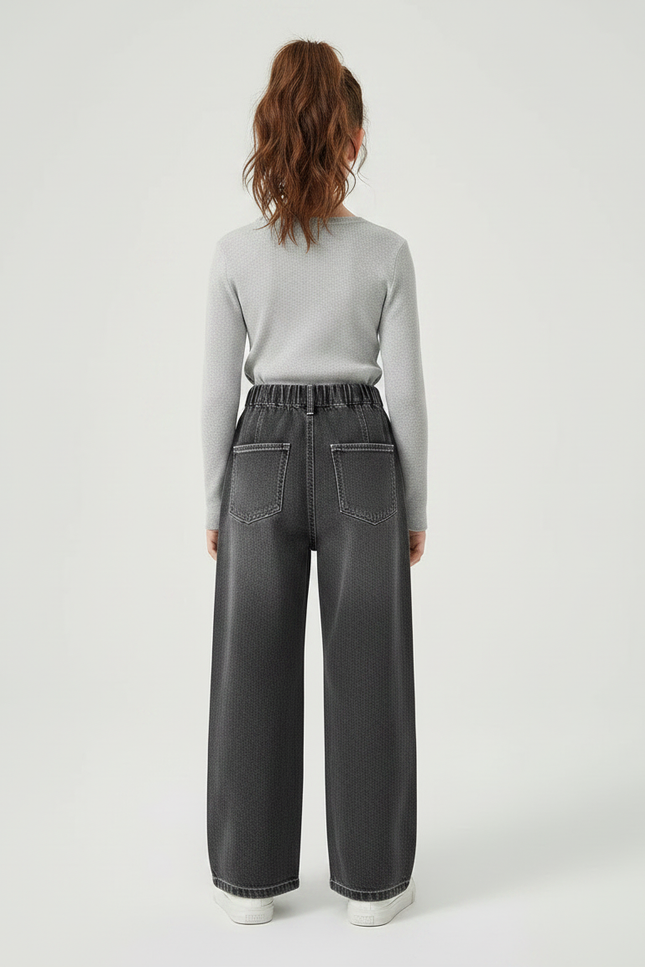 Pantalon Gris Ample Décontracté Large Fille - Jean - vue 2
