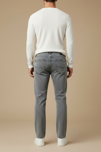 Pantalon Gris Slim Homme Décontracté Non-Stretch - Jean - vue 2