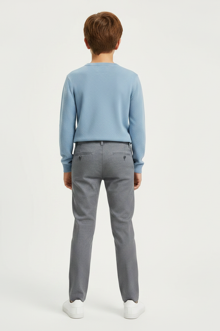 Pantalon Gris Slim Carreaux Enfant Classique - Polyester - vue 2