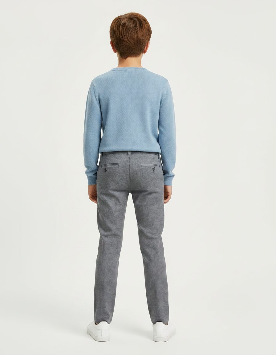 Pantalon Gris Slim Carreaux Enfant Classique - Polyester - vue 2