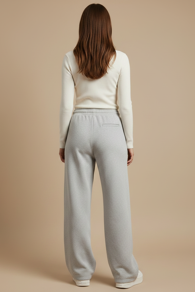 Pantalon Gris Large Molletonné Confortable Décontracté - vue 2