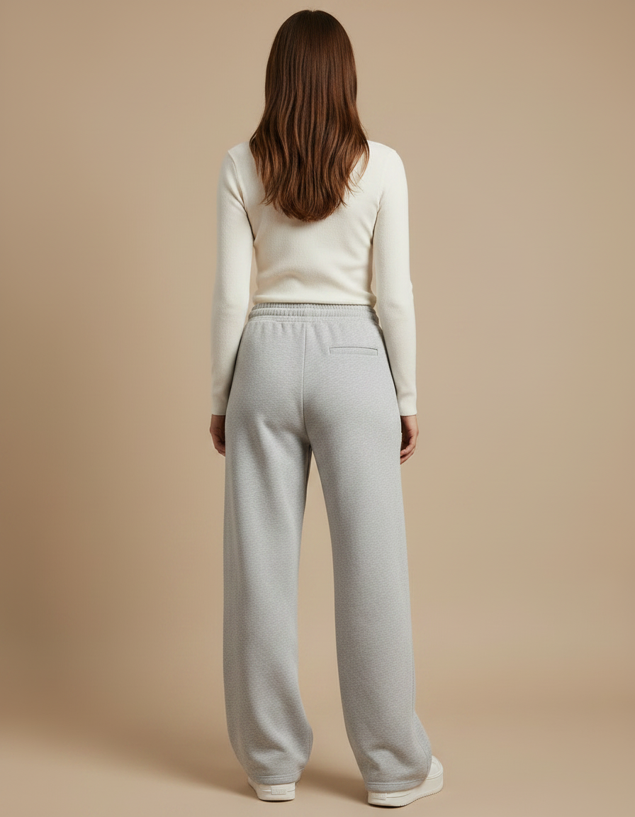 Pantalon Gris Large Molletonné Confortable Décontracté - vue 2