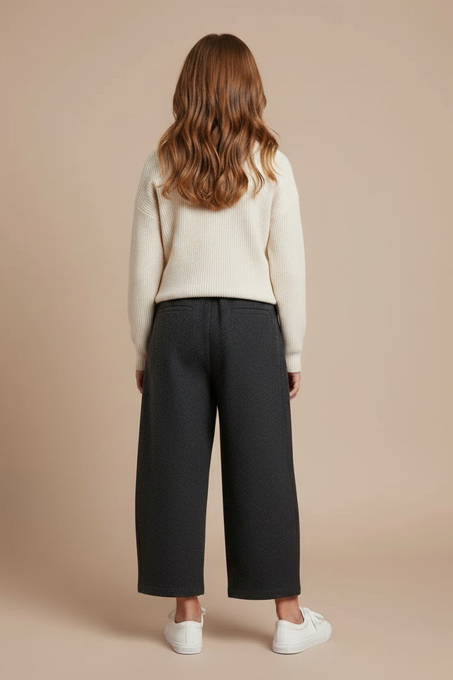 Pantalon Gris Ample Laine Chaud Décontracté Fille - vue 2