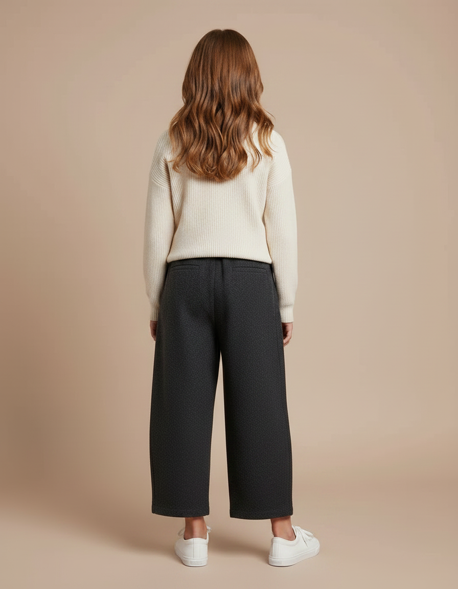 Pantalon Gris Ample Laine Chaud Décontracté Fille - vue 2