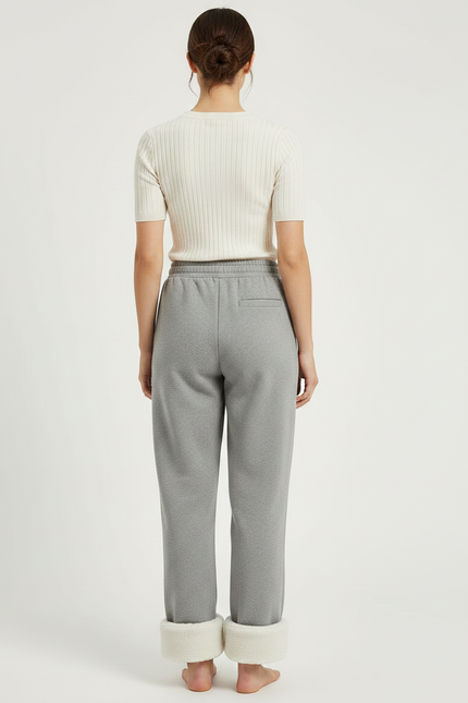 Pantalon Gris Molletonné Doublé Sherpa Femme Confortable - vue 2