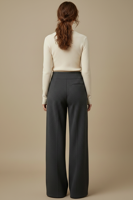 Pantalon Gris Ample Décontracté Molletonné Sport Taille Haute - vue 2