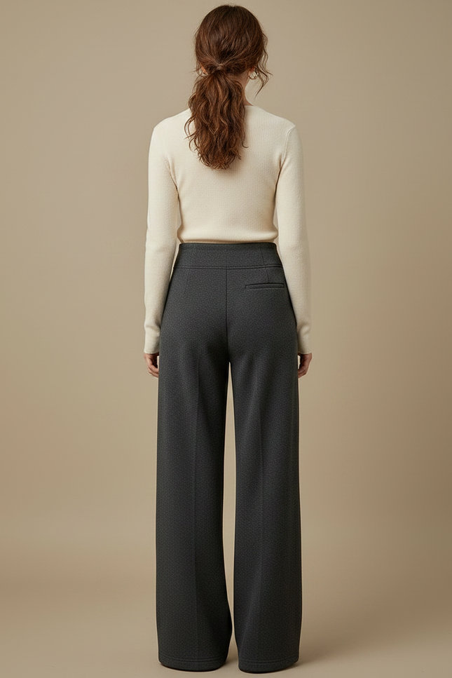 Pantalon Gris Ample Décontracté Molletonné Sport Taille Haute - vue 2