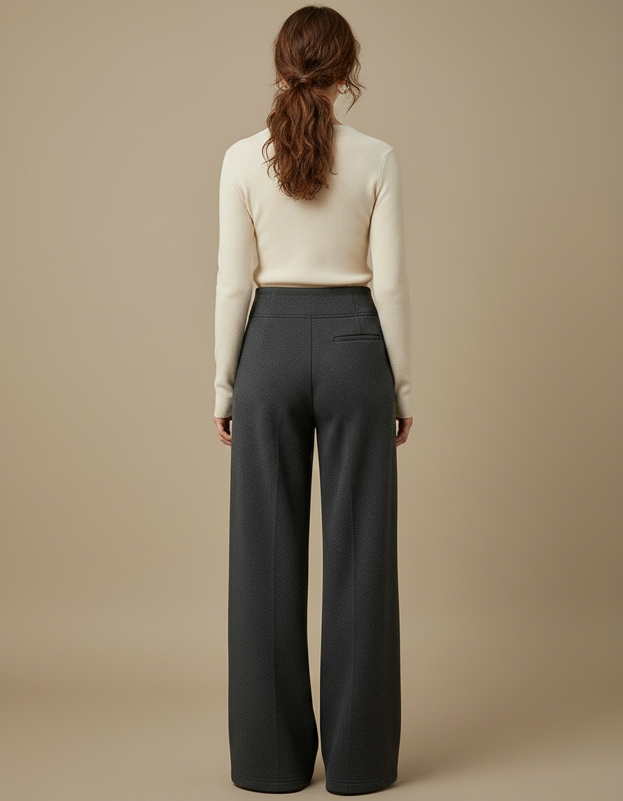 Pantalon Gris Ample Décontracté Molletonné Sport Taille Haute - vue 2