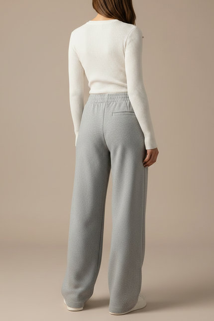 Pantalon Gris Ample Décontracté Molletonné Confortable Femme - vue 2