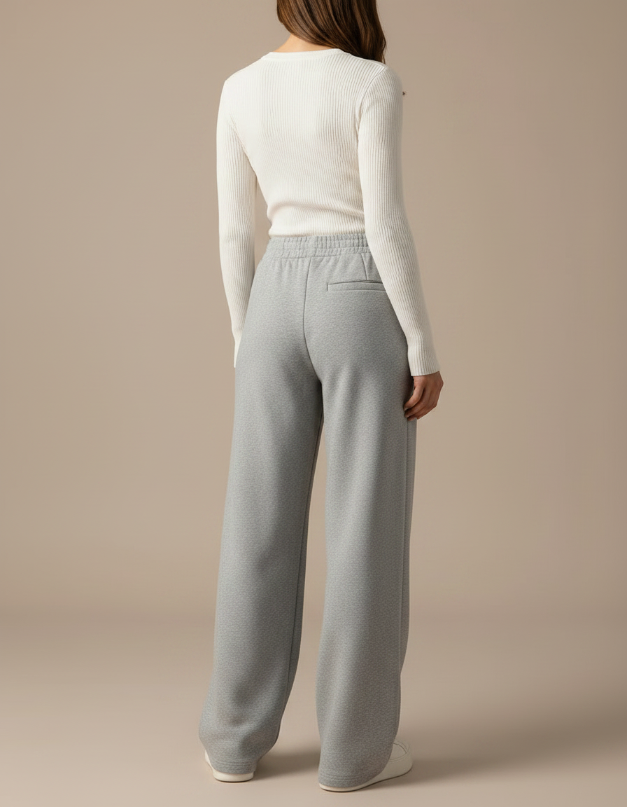 Pantalon Gris Ample Décontracté Molletonné Confortable Femme - vue 2
