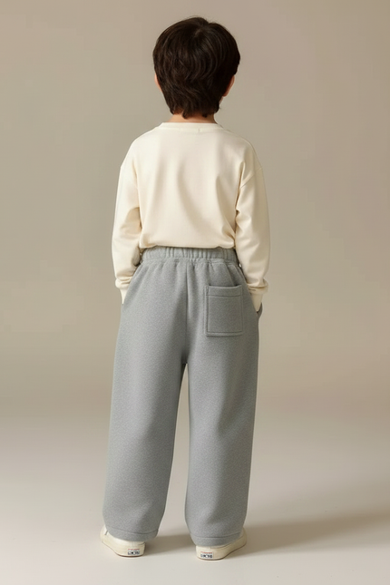 Pantalon Gris Molletonné Enfant Ample Décontracté - vue 2