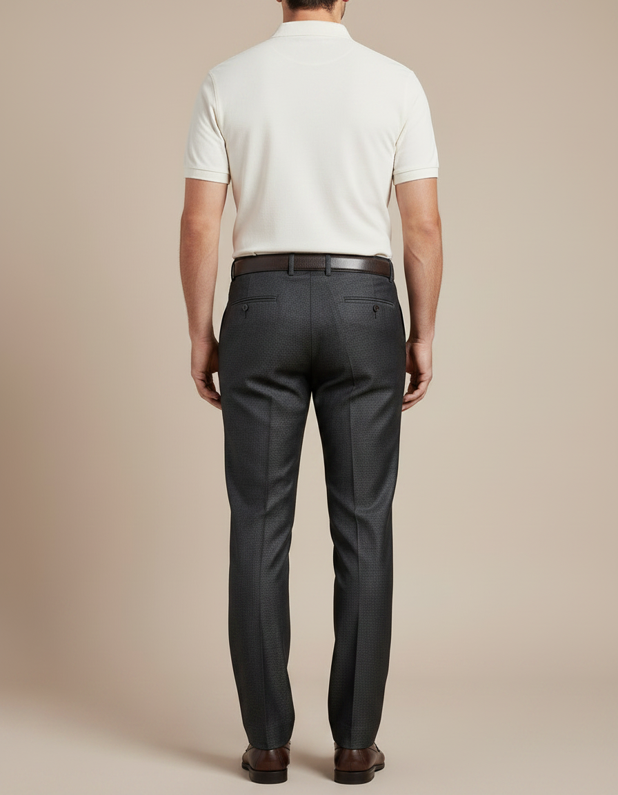Pantalon Gris Homme Droit Élégant Discret Business - Laine - vue 2