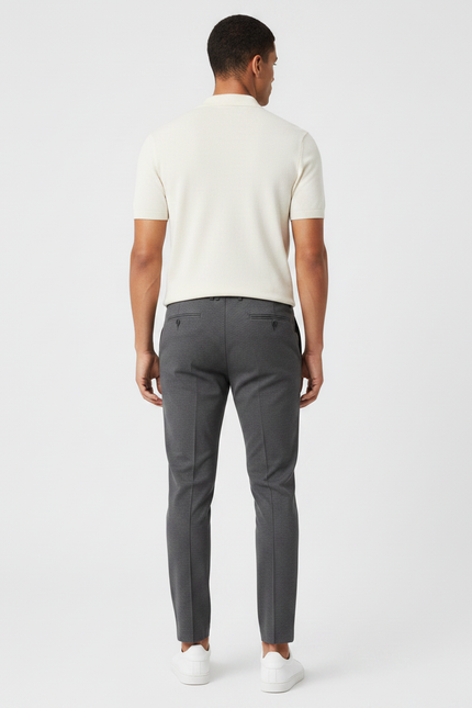 Pantalon Gris Slim Confortable Cordon Décontracté - Maille - vue 2