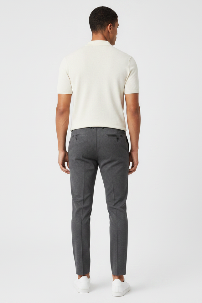 Pantalon Gris Slim Confortable Cordon Décontracté - Maille - vue 2