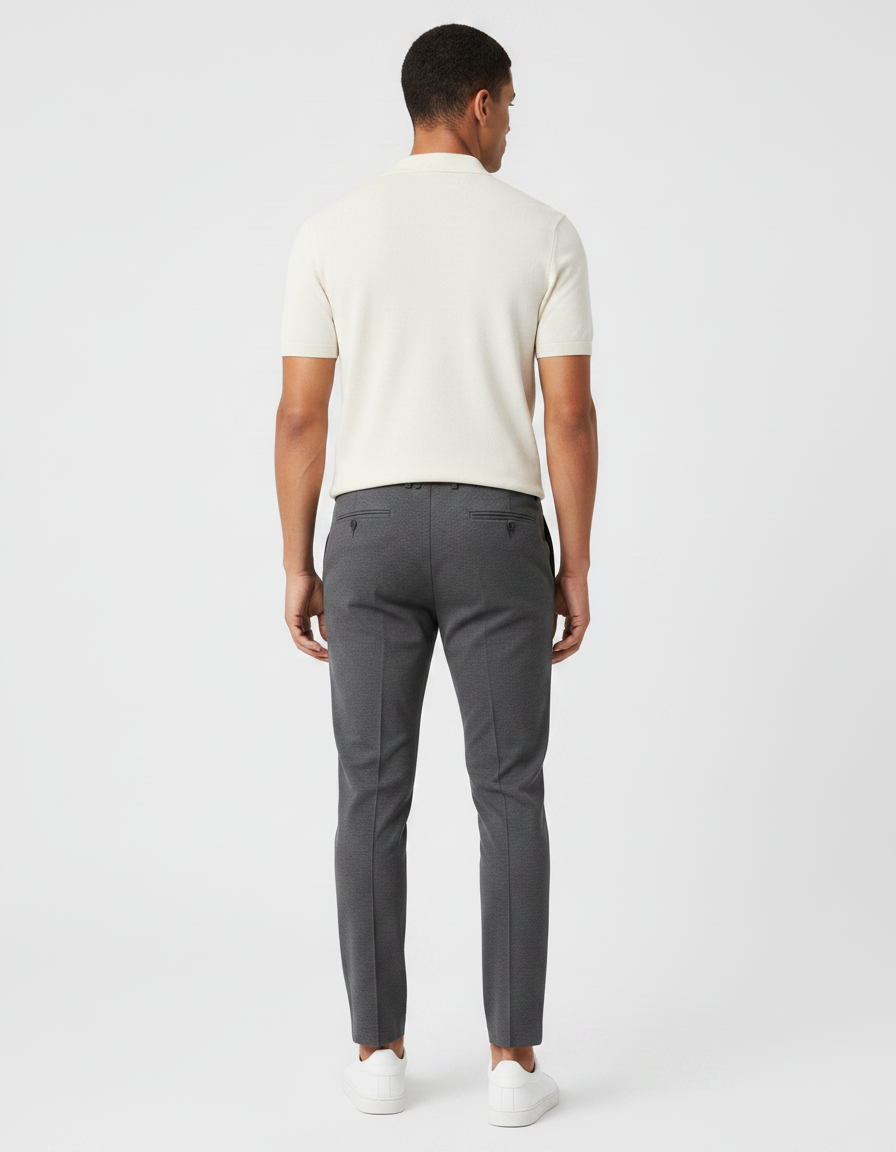 Pantalon Gris Slim Confortable Cordon Décontracté - Maille - vue 2