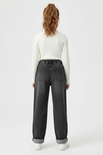 Pantalon Gris Large Denim Décontracté Enfant Fille - Jean - vue 2