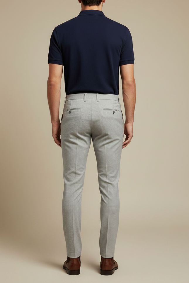 Pantalon Gris Slim Habillé Élégant Droit Homme - Laine - vue 2