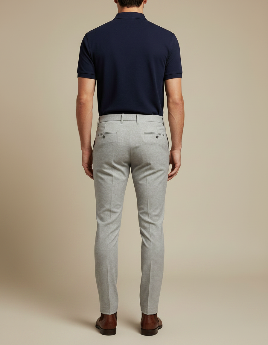 Pantalon Gris Slim Habillé Élégant Droit Homme - Laine - vue 2