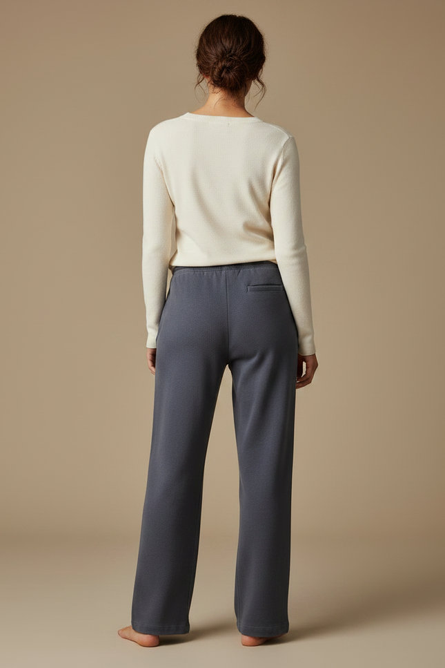 Pantalon Gris Droit Cordon Molletonné Confortable Femme - vue 2
