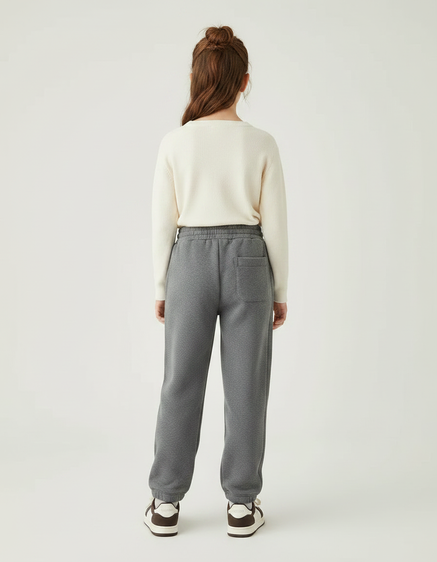 Pantalon Gris Molletonné Imprimé Mickey Enfant Cordon - vue 2