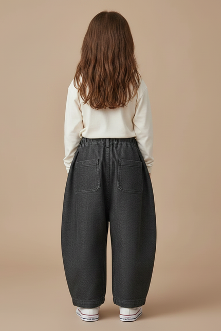 Pantalon Gris Ample Côtelé Décontracté Enfant - Cordé - vue 2