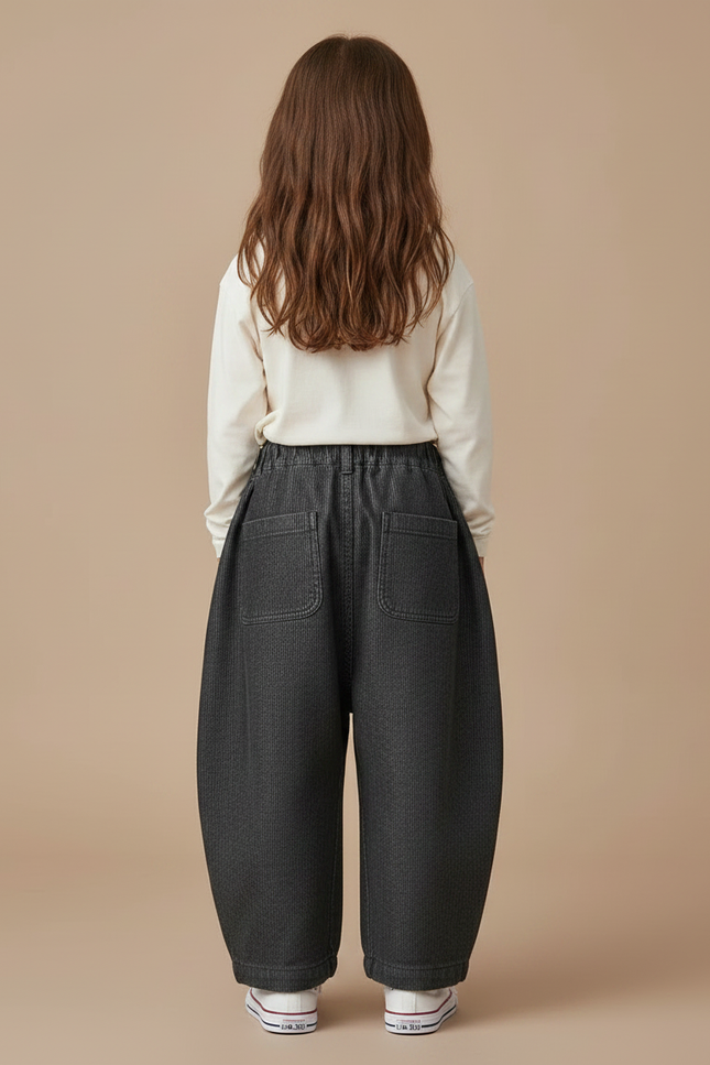 Pantalon Gris Ample Côtelé Décontracté Enfant - Cordé - vue 2