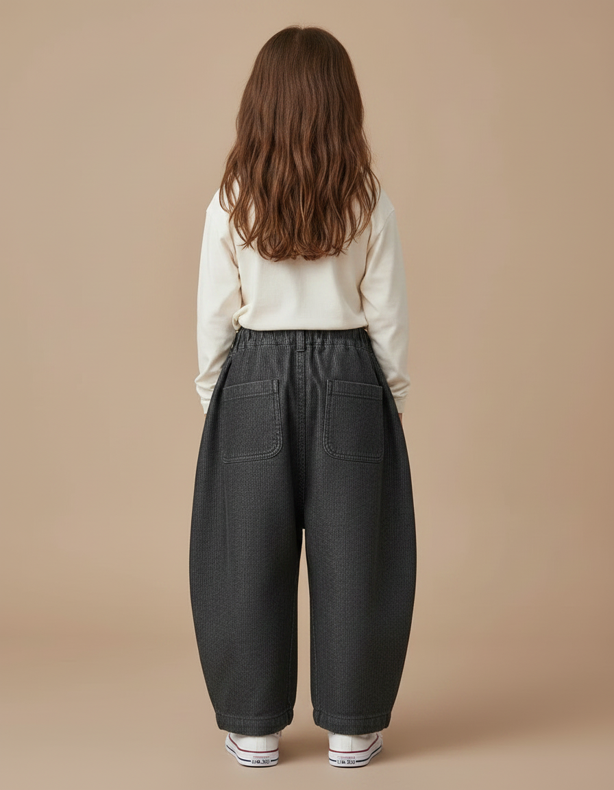 Pantalon Gris Ample Côtelé Décontracté Enfant - Cordé - vue 2