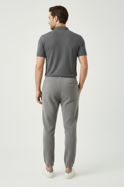Pantalon Gris Cordon Sport Décontracté Molletonné Homme - vue 2