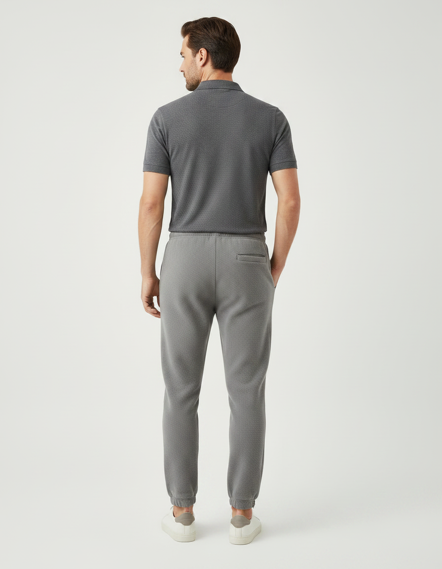 Pantalon Gris Cordon Sport Décontracté Molletonné Homme - vue 2