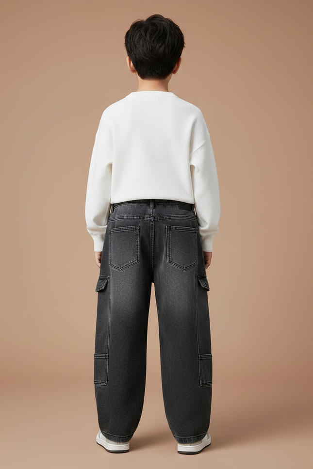 Pantalon Gris Ample Cargo Décontracté Garçon - Jean - vue 2