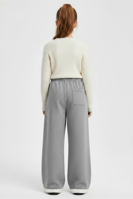 Pantalon Gris Ample Molletonné Chaud Fille - vue 2